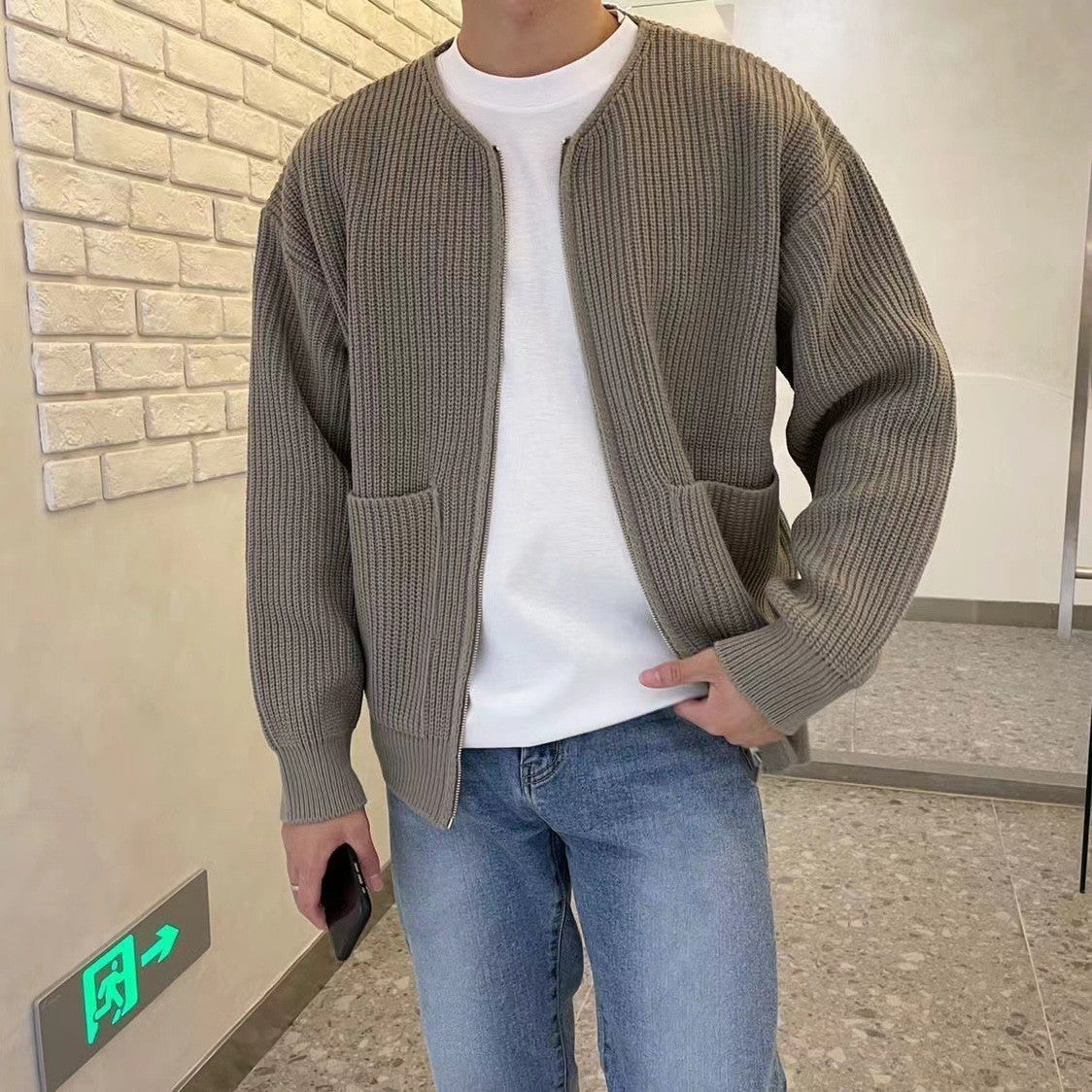 Men's Casual Knitted Cardigan Sweater 