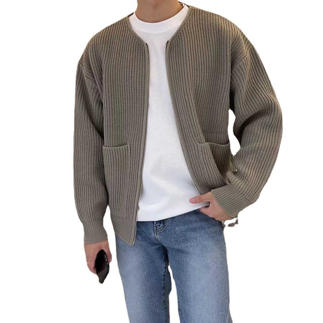 Men's Casual Knitted Cardigan Sweater 